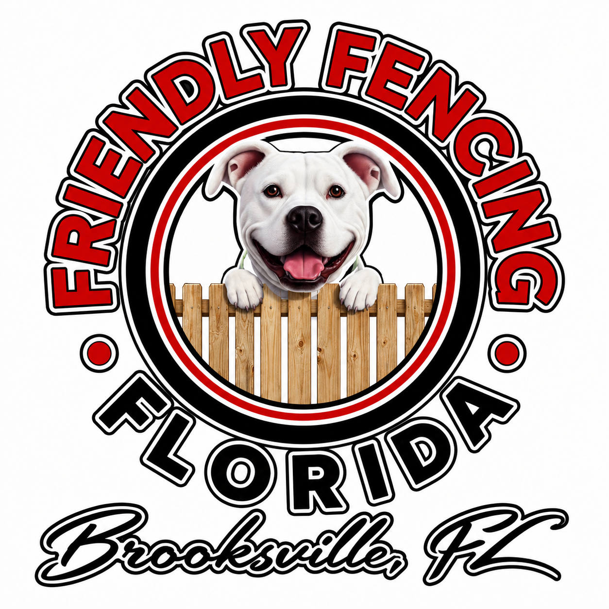 Florida Friendly Fencing — dog peeking over a picket fence
